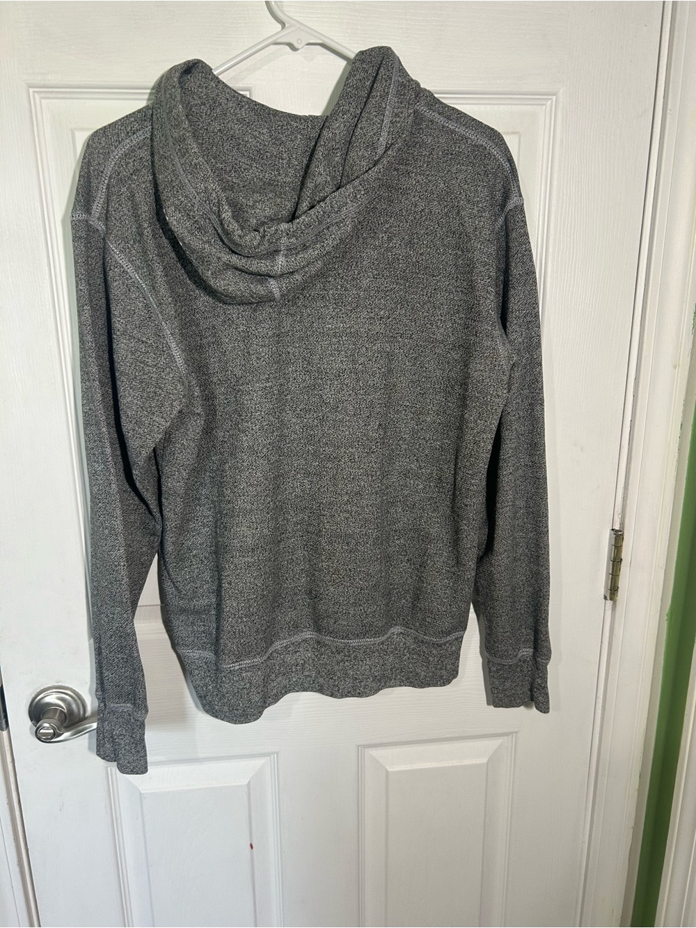 Roots Half-Zip Hoodie in Charcoal Gray with Cream Logo Size Medium Thumbholes - Picture 10 of 12